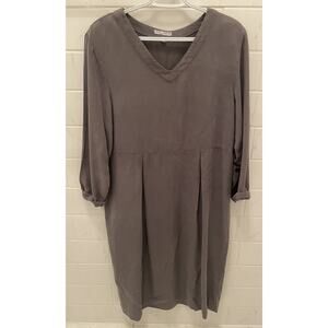 Vintage 1990s Russ Berens Malibu Gray Midi Dress M Minimalist Made USA